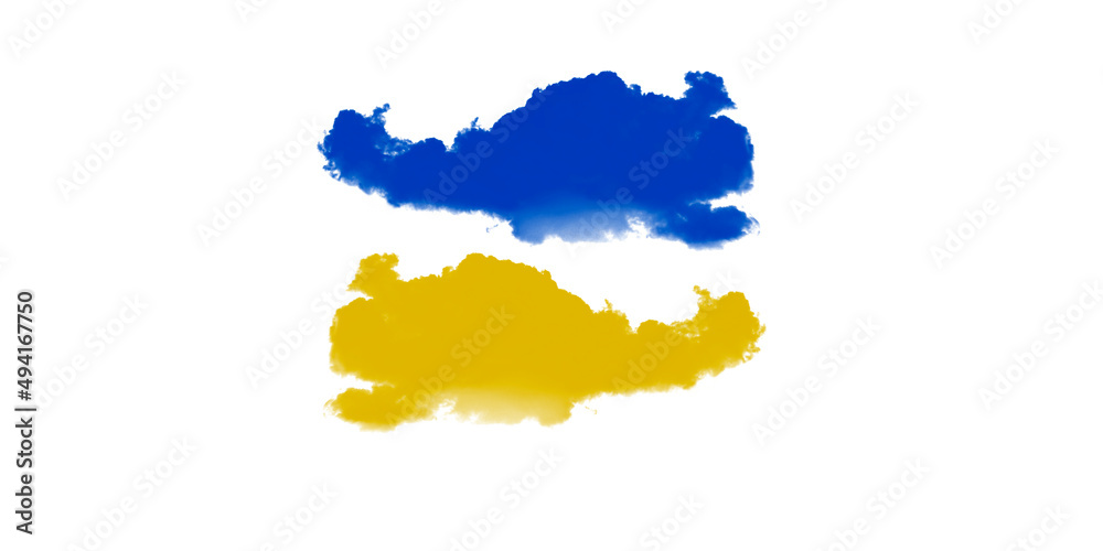 Ukrainian flag. War in Ukraine. On a white background