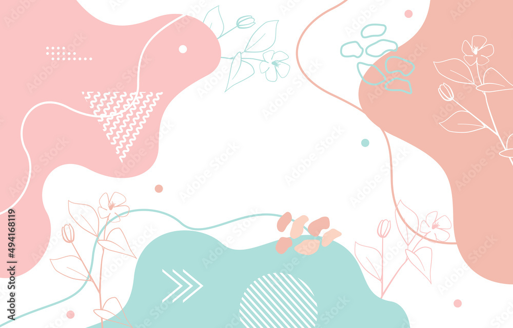 Cute Nature Floral Flower Leaf Minimalist Girly Background Wallpaper