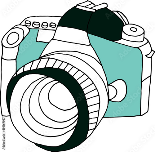 Retro Photo Camera Colored Sketch Illustration