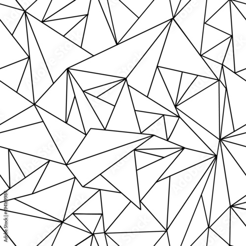 Seamless abstract pattern of broken geometric lines and triangles. Vector texture