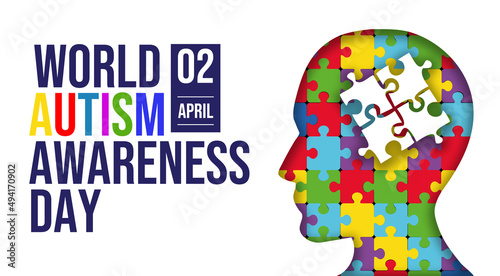 World Autism Awareness Day Colorful Banner Design with Autism Colors over whtie background
