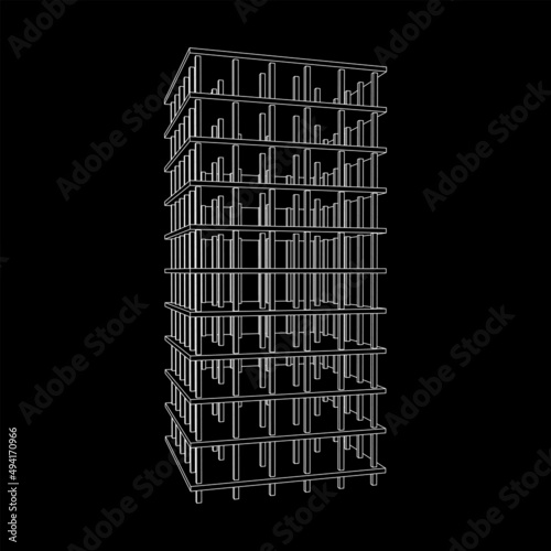 Building under construction. Build house construct in process. Wireframe low poly mesh vector illustration