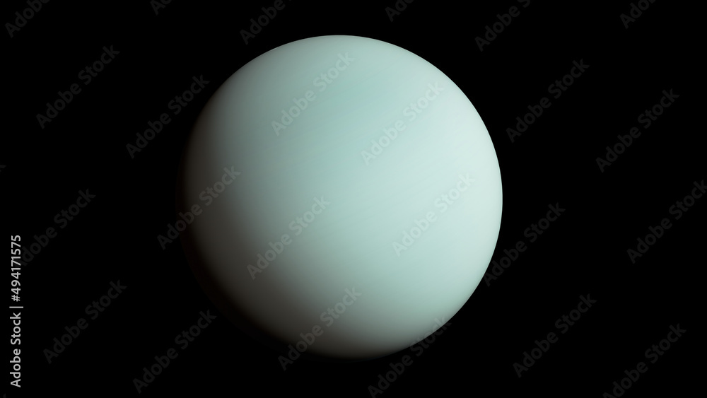 Surface of Uranus planet isolated on black space. 8k resolution realistic 3d illustration wallpaper