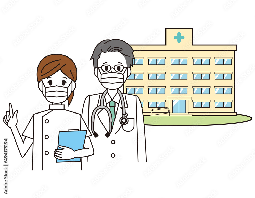 女性と男性の医療従事者　医療関係のイラスト