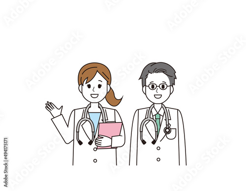 女性と男性の医師　医療従事者　イラスト