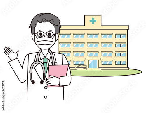 男性の医師　医療従事者　イラスト