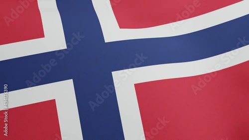 National flag of Norway waving original size and colors 3D Render, Norges flagg or Noregs flagg used blue Scandinavian cross, Kingdom of Norway flag with Nordic cross photo