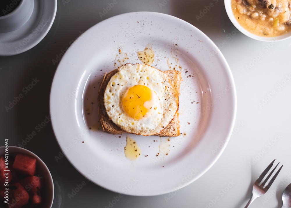 healthy breakfast with egg and toasts healthy breakfast with egg and toasts