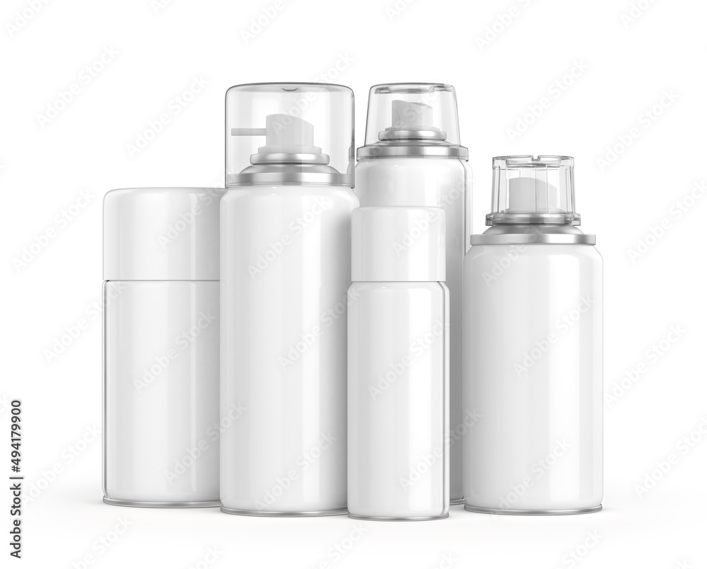 Different white detergents bottles on a white background. 3d illustration Different white detergents bottles on a white background. 3d illustration