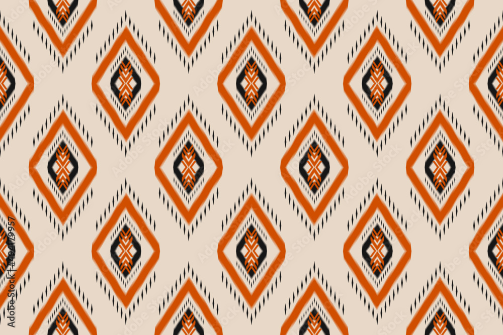 Ikat seamless pattern in tribal. Abstract ethnic pattern art. Oriental style. Design for background, wallpaper, vector illustration, textile, fabric, clothing, carpet, embroidery.