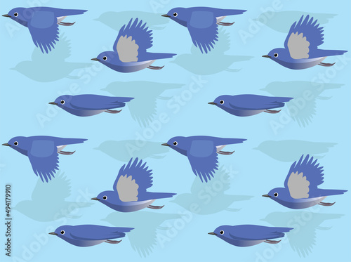 Cartoon Bluebird Flying Seamless Wallpaper Background