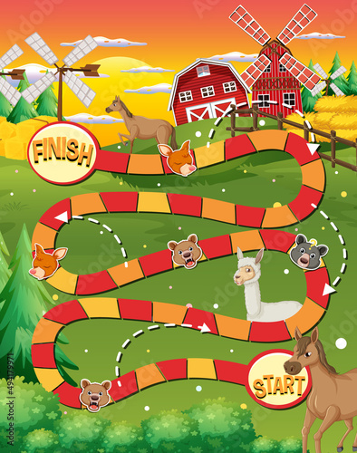 A snake ladder animal game template