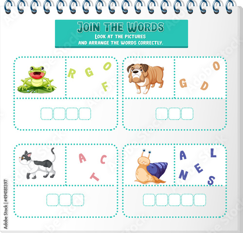 Arrange the letters in order with pictures