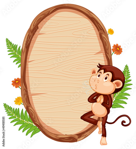Blank oval wooden signboard with animal