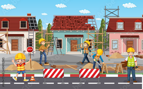 Scene of building construction site