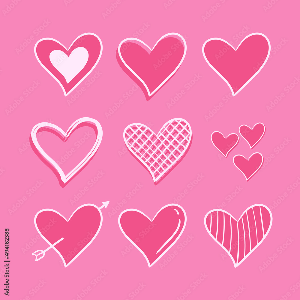 Collection Cute heart element vector set