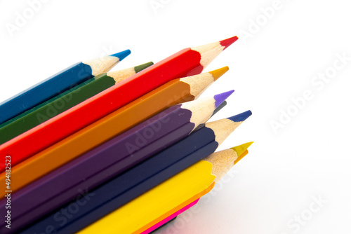 Netherlands, March 2022. Close up of assortment of color pencils.
