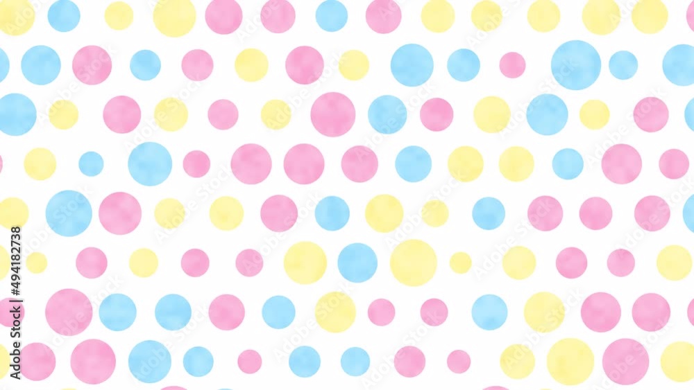 Pastel polka dots floating on a 4K white background. Pastel polka dots floating on a 4K white background.