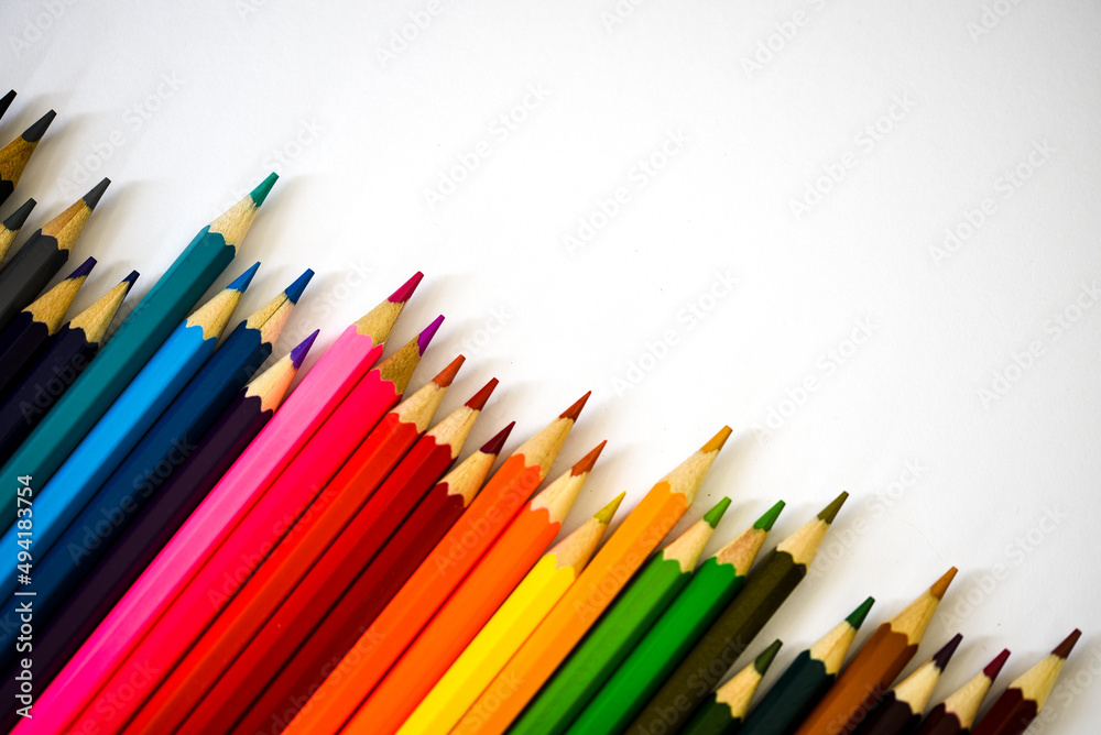 Netherlands, March 2022. Close up of assortment of color pencils. Netherlands, March 2022. Close up of assortment of color pencils.