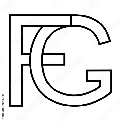 Logo sign, fg gf icon nft fg interlaced letters f g