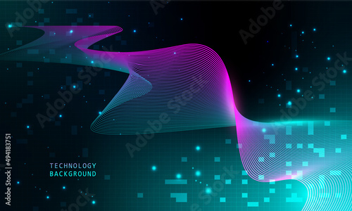 abstract wave technology background with blue light smooth and flow.