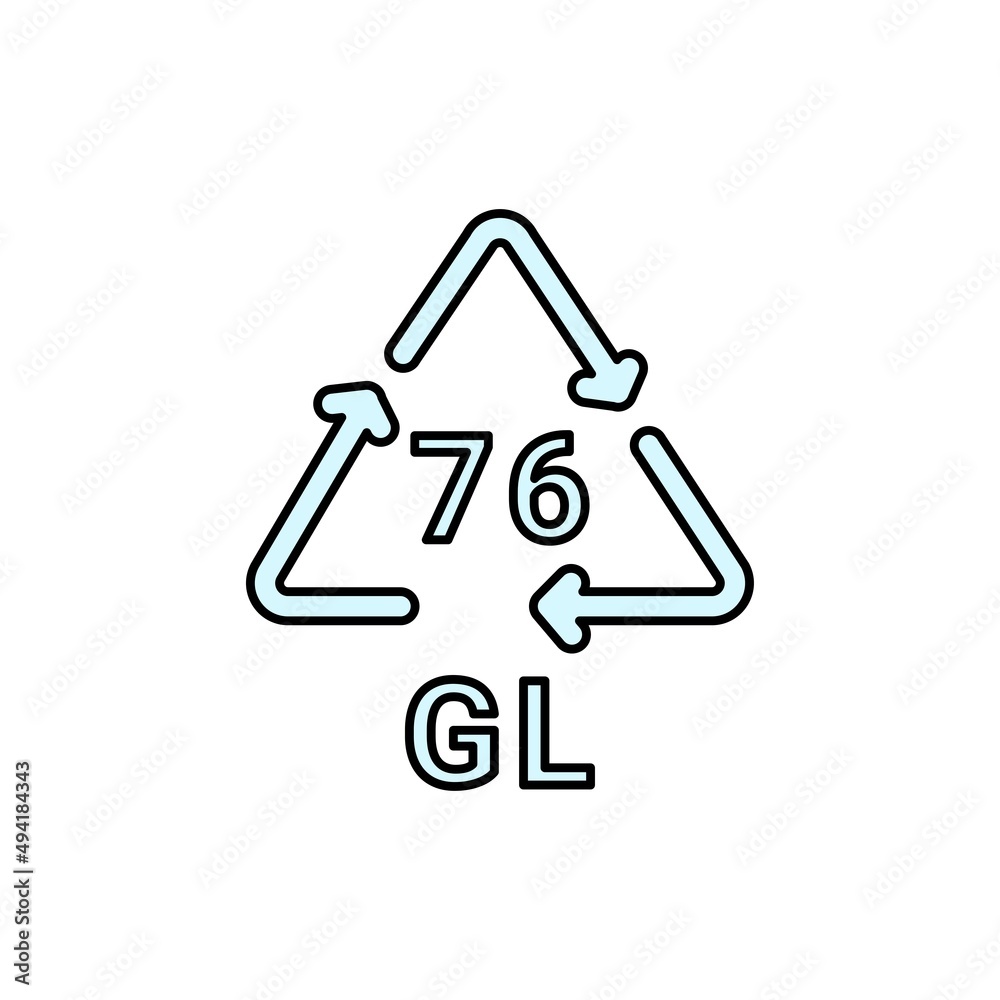 Glass recycling code GL 76 line icon. Consumption code. Glass recycling code GL 76 line icon. Consumption code.