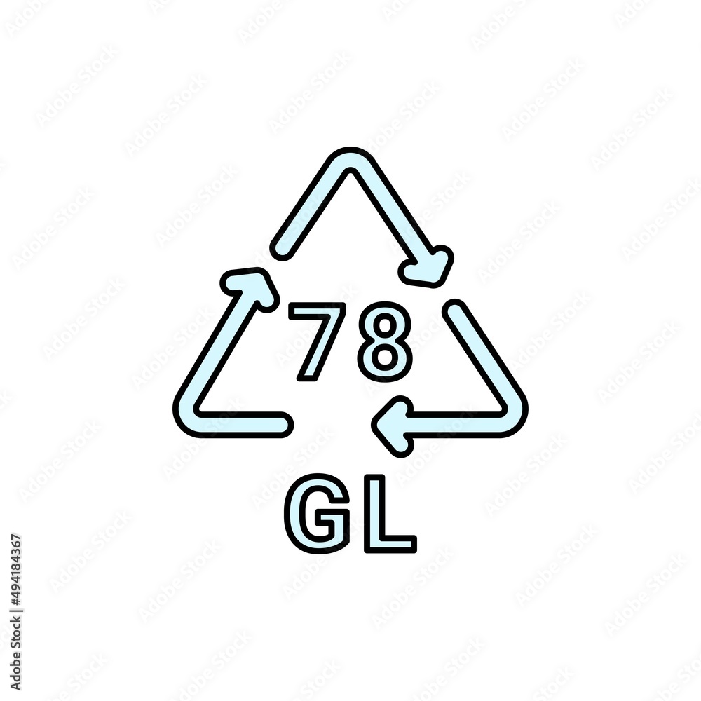 Glass recycling code GL 78 line icon. Consumption code. Glass recycling code GL 78 line icon. Consumption code.