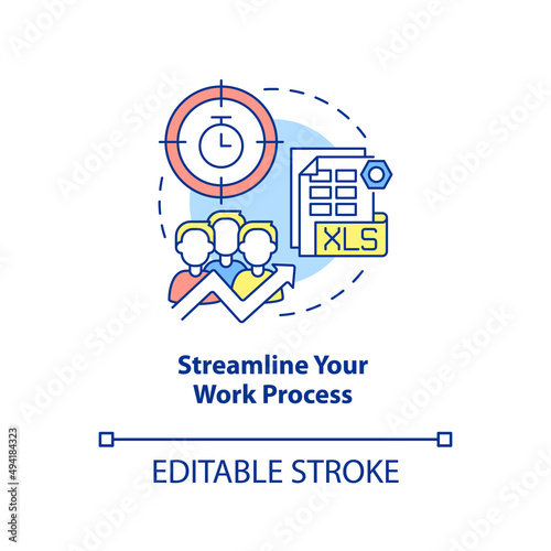 Streamline your work process concept icon. Way to increase business efficiency abstract idea thin line illustration. Isolated outline drawing. Editable stroke. Arial, Myriad Pro-Bold fonts used