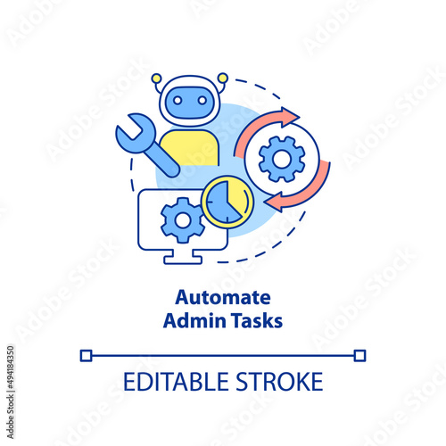 Automate admin tasks concept icon. Way to increase business efficiency abstract idea thin line illustration. Isolated outline drawing. Editable stroke. Arial, Myriad Pro-Bold fonts used