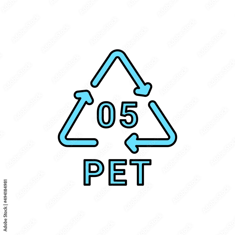 Plastic recycling code PET 05 line icon. Consumption code polyethylene.