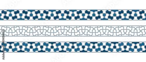 Set of borders of Islamic pattern for Ramadan greetings cards and templates. Vector illustration.