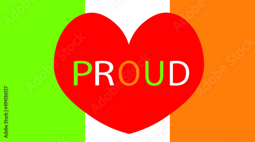 Irish flag. Flag of Ireland with a red heart inside vector