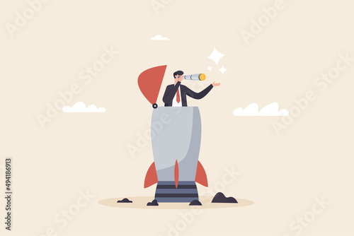 Leadership Business, Business vision to see opportunity or strategy, discovery or visionary to look forward in business concept.