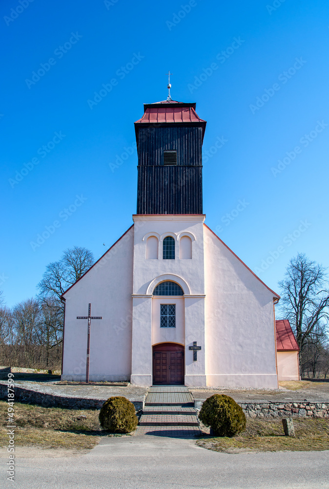 Built in 1740, the Catholic Church of Of the Assumption of the Blessed Virgin Mary in the village of Zaborowo on warmi in Poland.