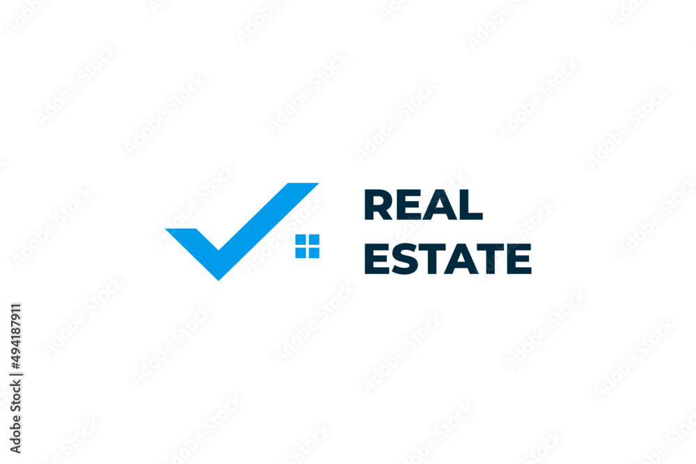 Flat checklist house logo design vector template Flat checklist house logo design vector template