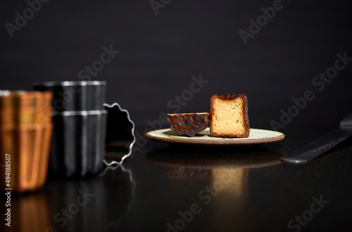 Canele, French traditional dessert vanilla dark rum flavour. Selective focus.