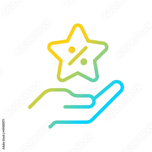 Bonus discount gradient linear vector icon. Percentage discount. Holiday specials. Temporary price decreasing. Thin line color symbol. Modern style pictogram. Vector isolated outline drawing