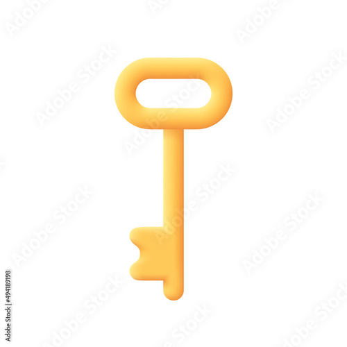 Key. Protection, security, real estate concept. 3d vector icon. Cartoon minimal style.