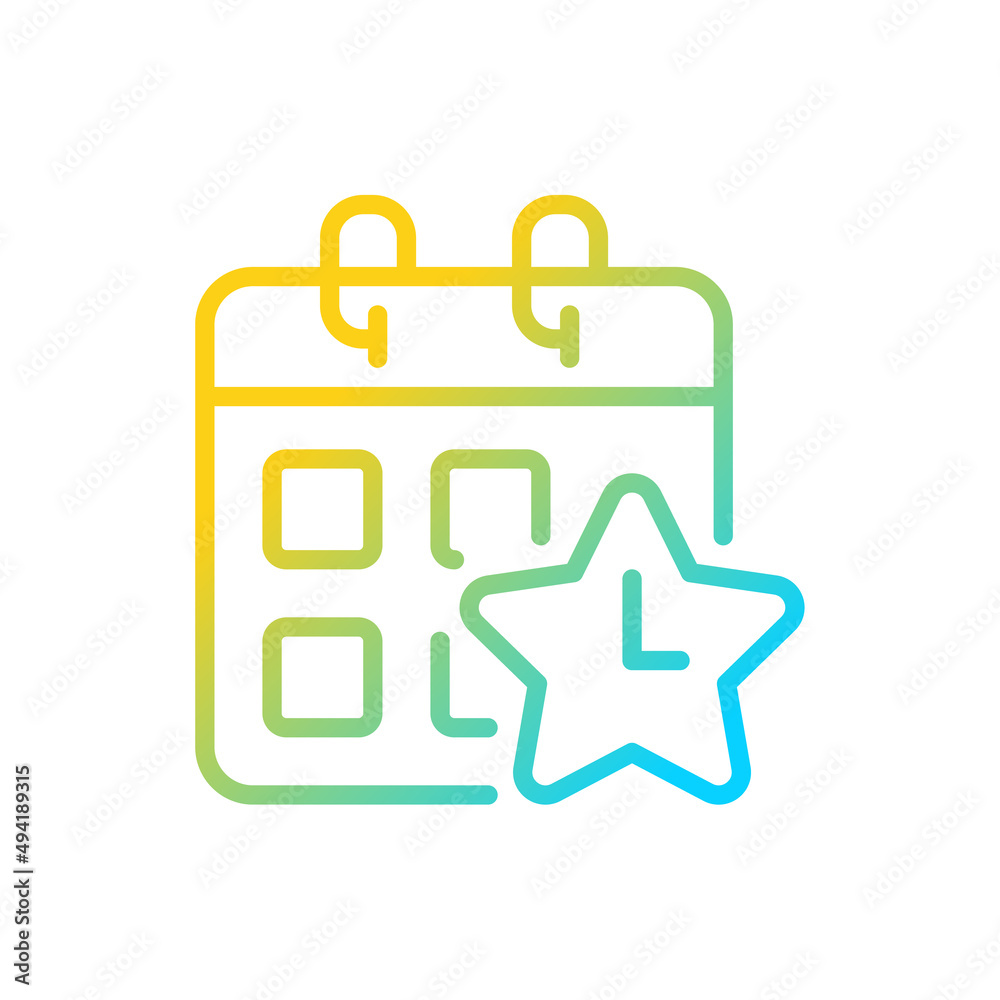 Time off reward gradient linear vector icon. Employee recognition option. Improve work life balance. Reward performance. Thin line color symbol. Modern style pictogram. Vector isolated outline drawing Time off reward gradient linear vector icon. Employee recognition option. Improve work life balance. Reward performance. Thin line color symbol. Modern style pictogram. Vector isolated outline drawing