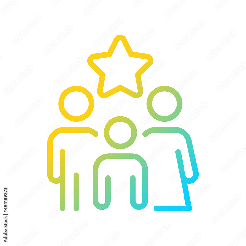 Family bonus gradient linear vector icon. Encouraging existing customers. Exclusive offer for family members. Thin line color symbol. Modern style pictogram. Vector isolated outline drawing Family bonus gradient linear vector icon. Encouraging existing customers. Exclusive offer for family members. Thin line color symbol. Modern style pictogram. Vector isolated outline drawing