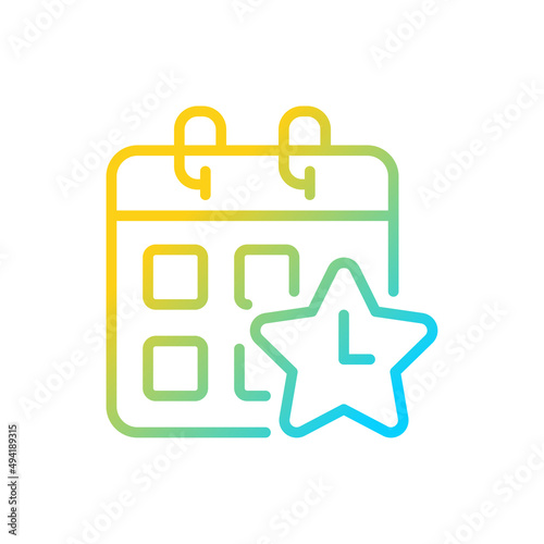 Time off reward gradient linear vector icon. Employee recognition option. Improve work life balance. Reward performance. Thin line color symbol. Modern style pictogram. Vector isolated outline drawing
