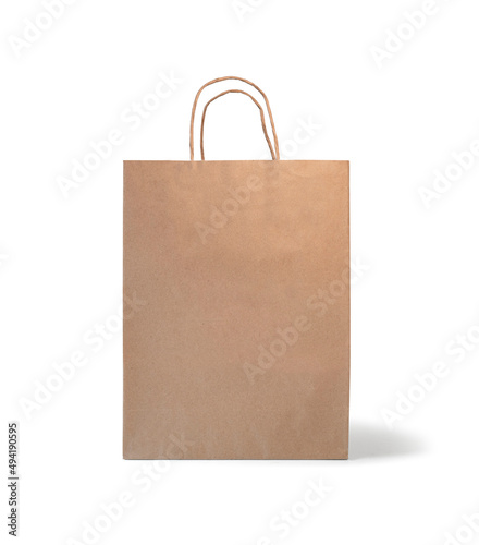 Recyclable paper bag isolated on white background