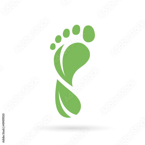 Carbon footprint Leaf icon. Carbon neutral symbol. Environmental awareness sign. Vector illustration. photo
