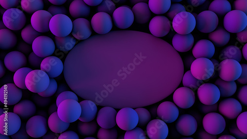 Mockup of colored balls background with blank copy space to insert text. Scene template for advertising and presentation, 3D illustration