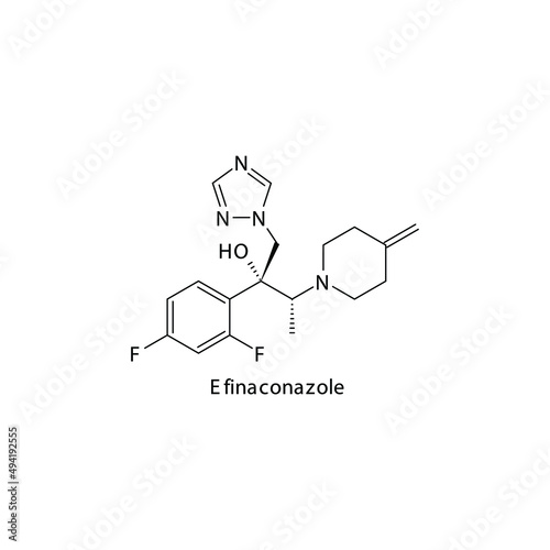 Efinaconazole molecular structure, flat skeletal chemical formula. Azole antifungal drug used to treat Fungal body and skin infections . Vector illustration. photo