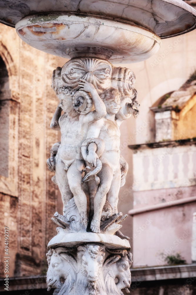 Piazza Pretoria Renaissance Fountain in Palermo, Sicily