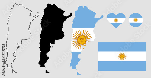 argentina map flag icon set