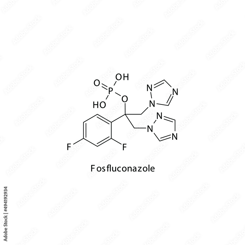 Fosfluconazole molecular structure, flat skeletal chemical formula
