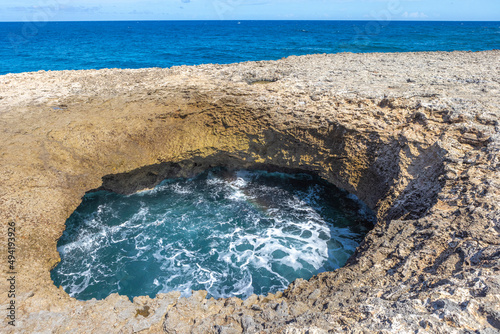 Watamula Hole - natural sight on the island Curacao in the Caribbean  photo