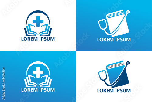 Set of medical book logo template design vector